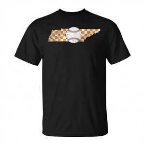 T-shirt da baseball Tennessee Checkerboard con design dello stato, colore nero, taglia adulto - Product Image 2