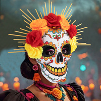 Masque de cravate crâne EVA réaliste pour enfants mexique jour des morts Festival habiller Halloween fête mascarade accessoires