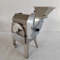 Commerciële mobiele groentesnijmachine 500-800kg/uur, SUS304, aardappel-, wortel- en uiensnijder/-schaafmachine voor voedingsfabrieken