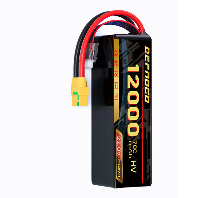 DEFNOCO 12000mAh Lipo Battery 6S 22.8V HV High Density 70C Discharge Rate Semi Solid State Battery Pack 1 Year Guarantee