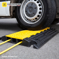 Protecteur de câble portable homologué CE, robuste, en PE et caoutchouc, à 2 canaux, pour la sécurité routière en extérieur