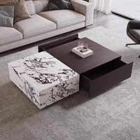 Ensembles de meubles de salon de luxe 2026 – Table basse rectangulaire durable avec plateau en pierre et rangement pour une décoration intérieure moderne.
