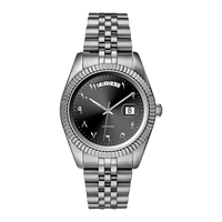 Montre à cadran arabe en acier inoxydable avec verre saphir, mouvement japonais, étanche, fenêtre de calendrier, montre la plus vendue pour hommes, classique