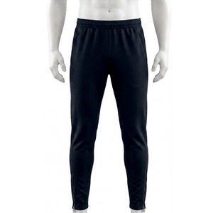 Pantalon de survêtement décontracté pour homme, noir, double interlock (TTS), 100 % polyester, écologique, séchage rapide, respirant, taille élastique, poches latérales - Product Image 1