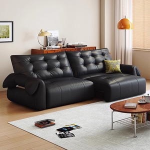 Divano Elettrico JINS 2025 in Pelle Pieno Fiore, Design Minimalista Italiano a Nuvola, Ispirato allo Spazio, Multifunzionale per Soggiorno - Product Image 1