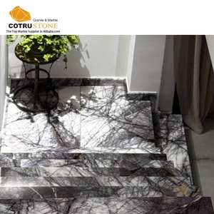 Marchepieds antidérapants en marbre poli pour Penthouse Duplex Villa de luxe Design d'escaliers élégants - Product Image 5