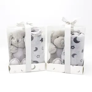 Wholesale Customized High Quality Good Price Newborn Blanket Rabbit Plush Toys And Blankets Set For Baby