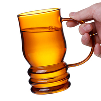 Tasses à café en verre à grande capacité, à simple paroi, avec poignée en verre, en verre borosilicate de haute qualité, personnalisables, nouveau design