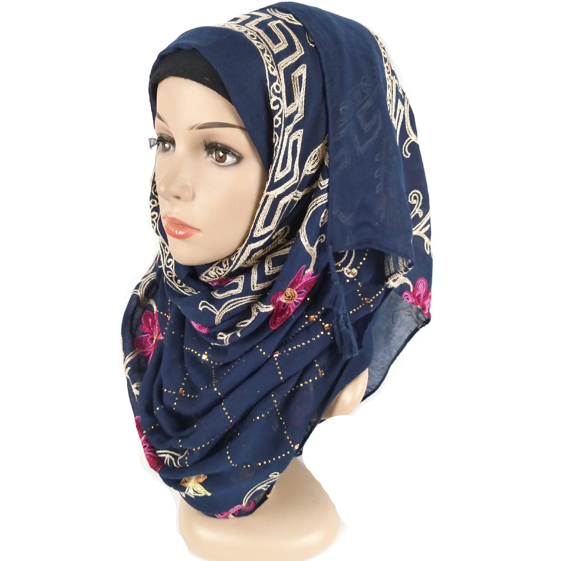 Commercio all'ingrosso 180*90 centimetri di trasporto misto di colori del ricamo delle donne della sciarpa di hijab