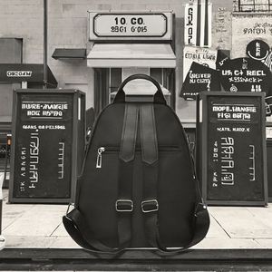 Women's Nylon Waterproof Square Backpack 20-35L Capacity Daily Use <b>Large</b> Storage Fashionable Rivet Design Zipper Closure - Product Image 3