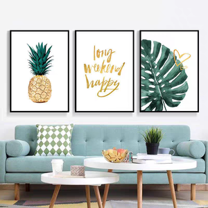 Affiches murales en série Feuilles de plantes vertes, style nordique floral, peinture sur porcelaine cristalline encadrée, pour fond de canapé, vente en gros d'usine - Product Image 5