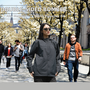Nouvelle veste bomber à capuche zippée double face pour homme et femme, col montant, haute qualité, décontractée, polyvalente, chaude, idéale pour le printemps et les activités de plein air - Product Image 2