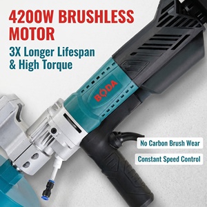Perceuse à eau sans balais 4200W en gros, foreuse diamantée 218mm avec support de perçage industriel fixe pour murs en béton - Product Image 3