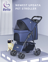 Prêt à Expédier Fabrication Pas Cher Poussette Pliable à Une Main 4 Roues pour la Marche Extérieure du Chat et du Chien