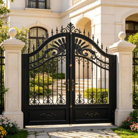 Porte double en fer forgé noir moderne personnalisée, durable et écologique, pour la décoration d'entrée, villas, cours, appartements