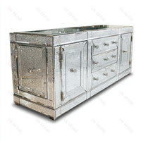 Meuble TV en verre et bois, moderne, réglable, écologique, de luxe, avec rangement et miroir personnalisé, pour salon et hôtel - Vente en gros OE HOME