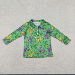 Camiseta Infantil BT1389 con Estampado de Perro Globo Verde para Niños, Mardi Gras - Product Image 4