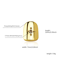 Grillz dentaire tendance en zircon, plaqué or 18 carats, motif étoile, en laiton, bijoux hip-hop pour cadeau de fête