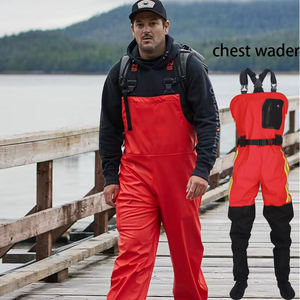 Nouveau design waders de pêche prix fabricant à la mode rouge et noir couture couleur canard waders de chasse avec stockingfoot - Product Image 6