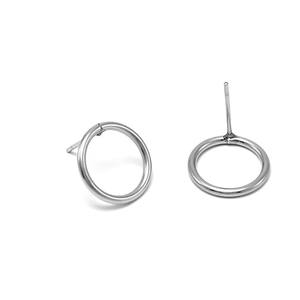 Boucles d'oreilles rondes en acier inoxydable brillant bricolage pendentif résultats de bijoux accessoires de boucle d'oreille simples élégants et polyvalents - Product Image 4