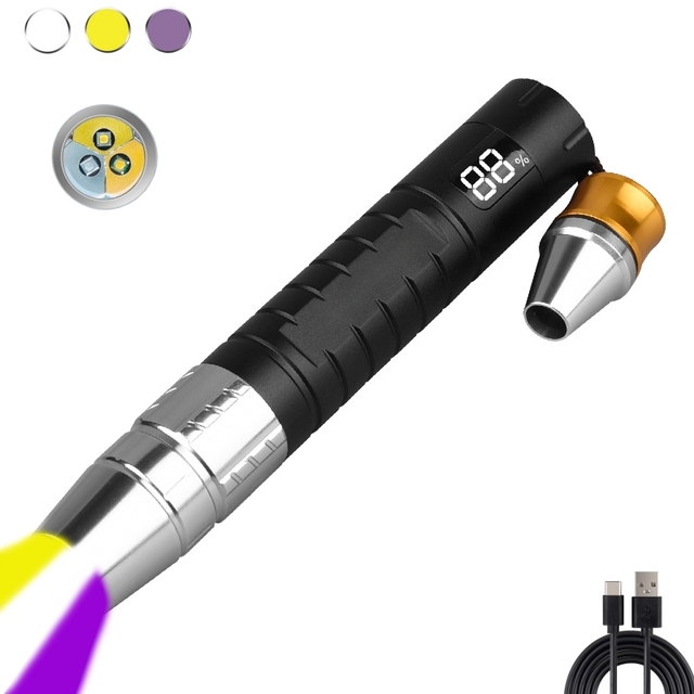 3 in 1 Color Gemstone Detector Multifunctional Aluminum Alloy Waterproof USB-C Rechargeable LED Flashlight Amber Jade UV Lights