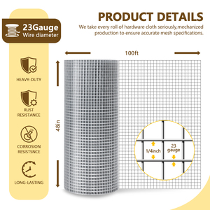 Rouleau de grillage galvanisé de haute qualité 23GA 0,6 mm 1/4 po pour cage de bricolage domestique, 24 pouces x 50 pieds - Product Image 3