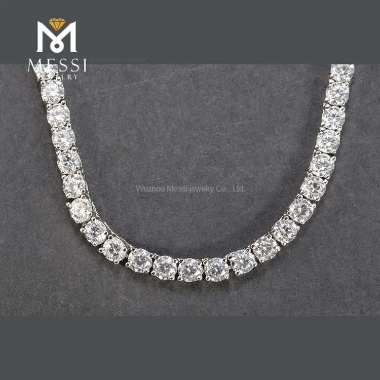 Messi taşlar 4mm CZ buzlu out diamond klasik 925 ayar gümüş takı tenis gümüş kolye