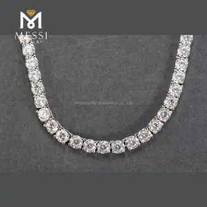 Messi Permata 4Mm CZ Es Berlian Klasik 925 Sterling Silver Perhiasan Tenis Kalung Perak
