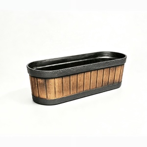 Maceta Rectangular con Forma de Barril de Whisky, Textura Imitación <span class=keywords><strong>Madera</strong></span>, Duradera, Ecológica, Decoración de Jardín para Exteriores, Macetas para Balcón - Product Image 4