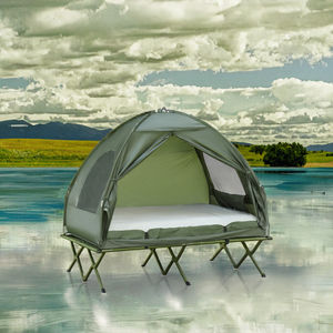 Draagbare Pop-Up Instant 2-persoons Tent Met Verhoogd Campingbed Bed Met Één Slaapkamer Buiten Kampeerstructuur - Product Image 5
