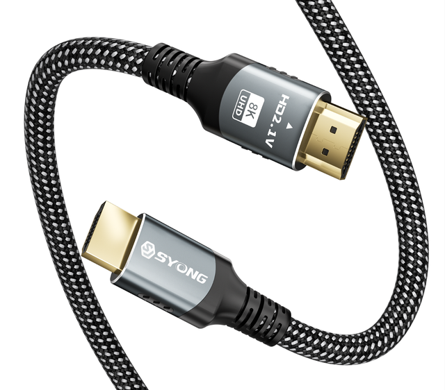 SYONG High-Quality 8K HDMI2.1 Cable 5FT, 48Gbps Nylon Braided Aluminum Shell CCS for Laptop Monitor TV Projector 1.8M 5M 10M 20M