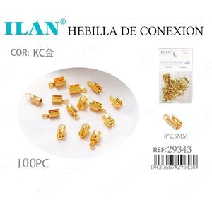 Fibbia con connettore Ilan 8x2,5 mm, colore oro, bocca rotonda, 100 pezzi - Product Image 3