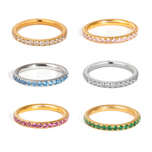 Anillo de Acero Inoxidable con Circonitas, Modelo 123655, Joyería para Mujer, Regalo, Forma Redonda, Origen Yiwu - Product Image 4