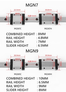 บล็อกสไลด์ซีรีส์ MGN คุณภาพสูง พร้อมลูกปืน สำหรับระบบอัตโนมัติ OEM/ODM MGN9H/MGN12H - Product Image 3
