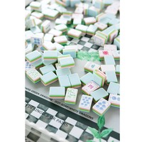 Jeu de Mahjong Américain Bleu Menthe Pastel Macaron, Tuiles Acryliques à Trois Couches, Cadeau Esthétique pour Filles, Pique-nique, Soirée Jeu de Bachelorette