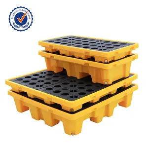 Pallet Plasitc Chemical Storage Leakproof Poly 4 Drums Oil Ibc Tote Spill Pallet With Drain