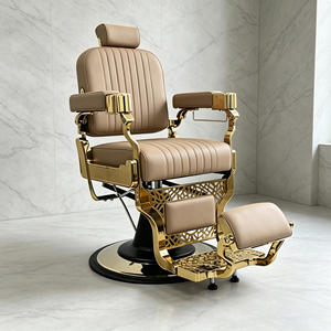 Custom Color Durable PU Leather Gold Barber <b>Chair</b> Aluminum Alloy for Professional Salon Gym School Use 360 Degree - Product Image 1