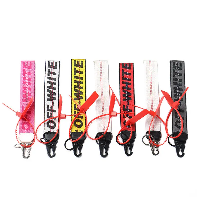 Hoge Kwaliteit Relatiegeschenk Off Telefoon Auto Sleutelhanger Accessoires Canvas Lanyard Met Geweven Logo Off Sleutelhanger Lanyard Polsband