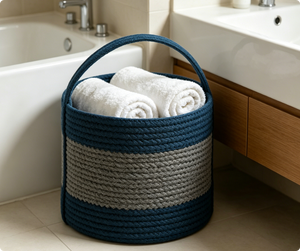Cotton Rope <strong>Storage</strong> <strong>Basket</strong> <strong>Small</strong> Woven <strong>Basket</strong> with Handle Multifunctional <strong>Storage</strong> Bins for Gifts - Product Image 3
