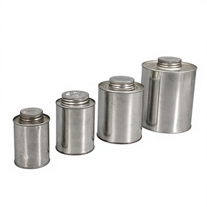 Latas de hojalata para pegamento de 2oz-32oz con tapa de rosca y cepillo aplicador, envases vacíos de pegamento de PVC, forma redonda - Product Image 3