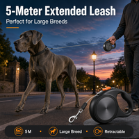 Laisse de chien rétractable automatique en stock, 5 mètres, chaîne résistante aux chocs, ABS léger pour usage quotidien des grands chiens