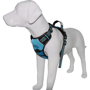 Adjustable Reflective Nylon Dog <b>Harness</b> with Rope Leash Blue and <b>Black</b> Large Size Buckle Closure Simple Style for Dogs - Product Image 4