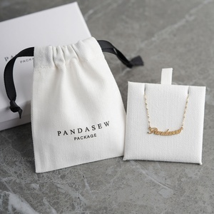 ถุงผ้าฝ้ายลายก้างปลาสีขาว PandaSew พร้อมโลโก้สั่งทำพิเศษ มีแผ่นรองในตัว สำหรับบรรจุภัณฑ์ของขวัญและใส่เครื่องประดับ - Product Image 3
