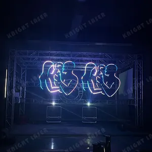 Proyektor lampu malam, warna penuh Rgb 2 Watt 3D Laser animasi musik Laser pintar