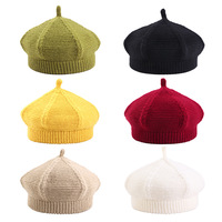 Nouveau Béret pour Enfants, Chapeau Béret pour Bébé, Bonnet Chaud Automne Hiver pour Filles, Béret pour Petite Fille, Chapeau Crâne, Bonnet Tricoté Style Artiste Français