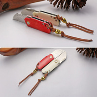 Mini couteau pliant de poche en acier Damas avec manche en os, porte-clés portable, petit couteau EDC pour le camping en plein air et la découpe de fruits