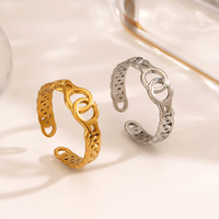Cincin Baja Tahan Karat Model Garis Silang Sederhana Gaya Eropa dan Amerika untuk Wanita, Hip Hop Personal 18K Emas