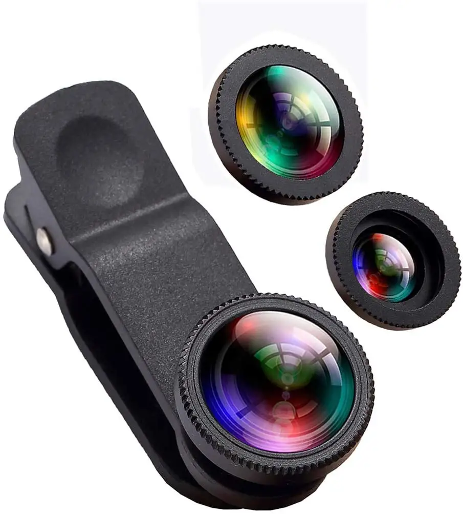 Lensa Kamera Ponsel Lensa Sudut Lebar Makro Fish Eye, Lensa Kamera Ponsel Universal Jepit 3 Dalam 1