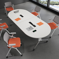 Table de conférence moderne en bois massif pour la maison ou le bureau, design réglable et pliable