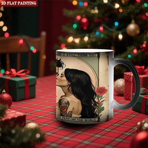 Frosted Black <b>Ceramic</b> <b>Mug</b> 11oz Heat Color Changing Magic Sublimation Cup For Weekend Leisure Drinking - Product Image 2